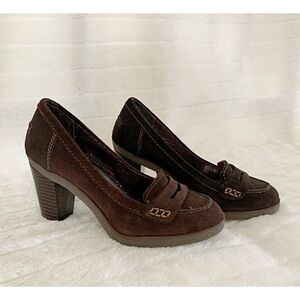 STYLE & Co. Sz 5.5M “CLAIRE” Vintage Chocolate Brown Suede Stacked Heel Loafers